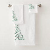 赤エレガントと緑の書道クリスマスツリー バスタオルセット (インサイチュ)