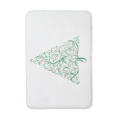 赤エレガントと緑の書道クリスマスツリー バスマット (正面縦)