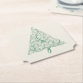 赤エレガントと緑の書道クリスマスツリー ペーパーコースター (アングル)