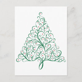 赤エレガントと緑の書道クリスマスツリー ポストカード