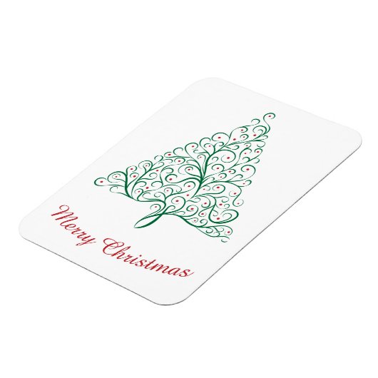 赤エレガントと緑の書道クリスマスツリー マグネット (左側)