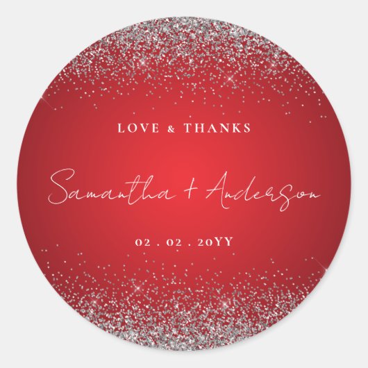 赤エレガントと輝き結婚の ラウンドシール (正面)