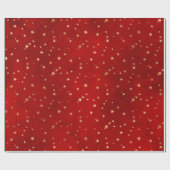 赤エレガントと金ゴールドのクリスマススターパターン ラッピングペーパー (フラット)