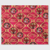 赤エレガントと金ゴールドのクリスマスパターン2枚の写真 ラッピングペーパー (フラット)