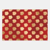 赤エレガントと金ゴールドのクリスマスパターン ラッピングペーパーシート (正面2)