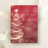 赤エレガントと金ゴールドのクリスマ結婚ス 招待状