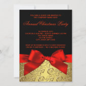 赤エレガントと金ゴールドのク企業のリスマスパーティー 招待状 (裏面)