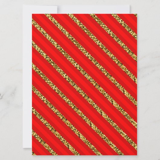 赤エレガントと金ゴールドのグリッターストライプクリスマスパーティー 招待状 (裏面)
