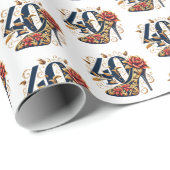 赤エレガントと金ゴールドのグリッターハイヒール40th誕生日 ラッピングペーパー (ロールコーナー)