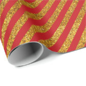 赤エレガントと金ゴールドのグリッター対角ストライプ ラッピングペーパー (ロールコーナー)
