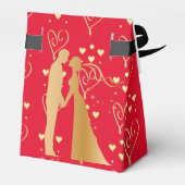 赤エレガントと金ゴールドのバレンタインの結婚式の引き出物 フェイバーボックス (裏面サイド)