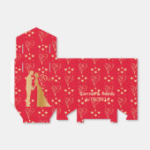 赤エレガントと金ゴールドのバレンタインの結婚式の引き出物 フェイバーボックス (折り畳みなし)