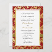 赤エレガントと金ゴールドの二中国の重の幸せ 招待状 (裏面)