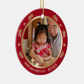 赤エレガントと金ゴールドの写真2023年中国の正月 セラミックオーナメント (右)