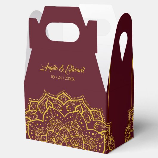 赤エレガントと金ゴールドの結婚式の引き出物箱 フェイバーボックス (オープン)