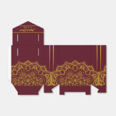 赤エレガントと金ゴールドの結婚式の引き出物箱 フェイバーボックス (折り畳みなし)