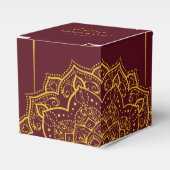 赤エレガントと金ゴールドの結婚式の引き出物箱 フェイバーボックス (正面サイド)