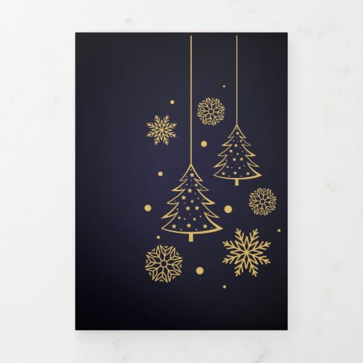 赤エレガントと金ゴールドの聖降誕祭を祝して 三つ折りクリスマスカード (カバー)