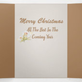 赤エレガントと金ゴールドの聖降誕祭を祝して 三つ折りクリスマスカード (内部中)