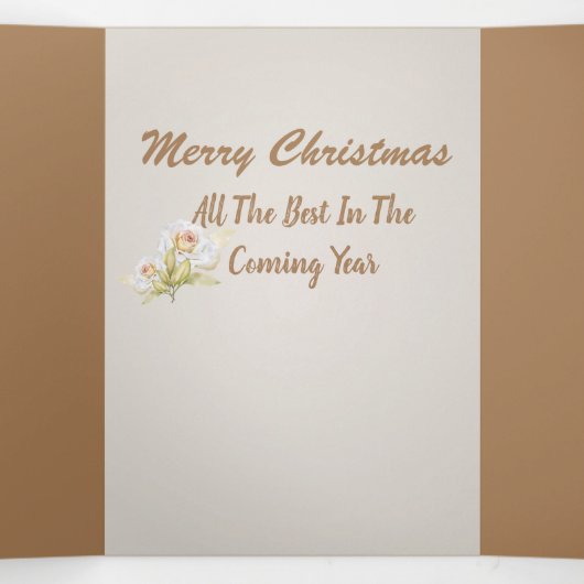 赤エレガントと金ゴールドの聖降誕祭を祝して 三つ折りクリスマスカード (内部中)