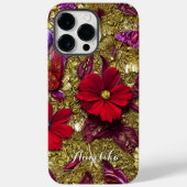 赤エレガントと金ゴールドの花パーソナライズされた名 Case-Mate iPhoneケース (裏面)
