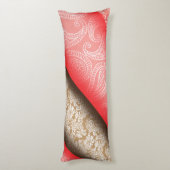 赤エレガントと金ゴールドの複雑なフローラ ボディピロー (裏面 (縦))