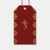 赤エレガントと金ゴールドガネーシャとヒンズー結婚教徒 ギフトタグ (裏面)