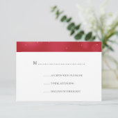 赤エレガントと金ゴールドクリスマスウェディングRSVP 出欠カード (スタンド正面)