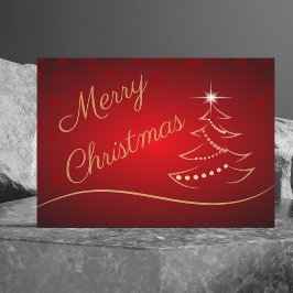 赤エレガントと金ゴールドクリスマスツリークリスマスカード