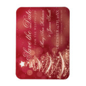 赤エレガントと金ゴールドクリスマス結婚式の日付を保存 マグネット (縦)