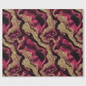赤エレガントと金ゴールドグリッターアゲート誕生日 ラッピングペーパー (フラット)