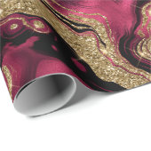 赤エレガントと金ゴールドグリッターアゲート誕生日 ラッピングペーパー (ロールコーナー)