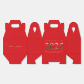 赤エレガントと金ゴールドスクリプトHappy New Year 2025 フェイバーボックス (見開き)