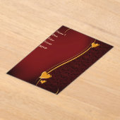 赤エレガントと金ゴールドハート結婚式招待状戻る アクリル招待状 (レイダウン)