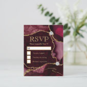 赤エレガントと金ゴールドフェイクグリッター大理石瑪瑙 出欠カード (スタンド正面)