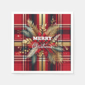 赤エレガントと金ゴールドフェスティバルの格子縞 スタンダードカクテルナプキン (正面)