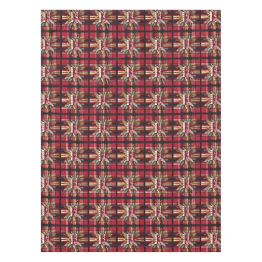 赤エレガントと金ゴールドフェスティバルの格子縞 テーブルクロス (正面)