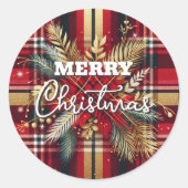 赤エレガントと金ゴールドフェスティバルの格子縞 ラウンドシール (正面)