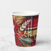 赤エレガントと金ゴールドフェスティバルの格子縞 紙コップ (裏面)