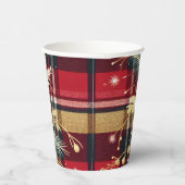 赤エレガントと金ゴールドフェスティバルの格子縞 紙コップ (右)