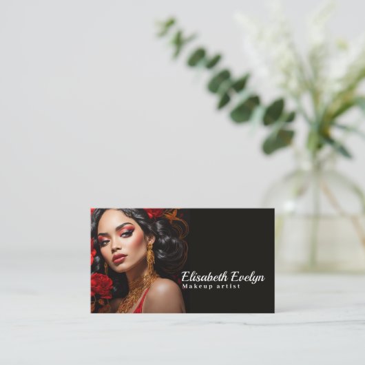 赤エレガントと金ゴールドフローラの中の女性5 名刺 (スタンド正面)