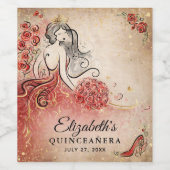 赤エレガントと金ゴールドプリンセスパーチメント紙 ワインラベル (シングルラベル)