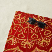 赤エレガントと金ゴールドマンダラモノグラムの ビーチタオル (インサイチュ)