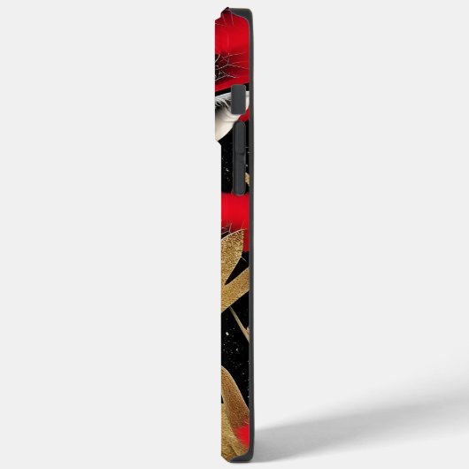 赤エレガントと金ゴールド抽象芸術キツネと名前をカスタムする Case-Mate iPhoneケース (裏面 / 左)