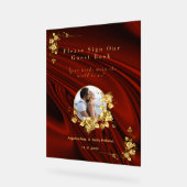 赤エレガントと金ゴールド結婚のパーソナライズされた アクリルサイン (傾斜)