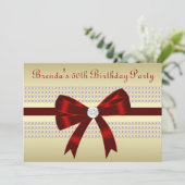 赤エレガントと金ゴールド50歳の誕生日パーティー 招待状 (スタンド正面)