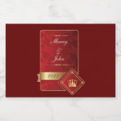 赤エレガントと金ゴールド リキュールボトルラベル (シングルラベル)