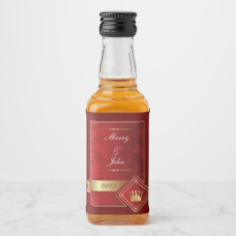 赤エレガントと金ゴールド リキュールボトルラベル