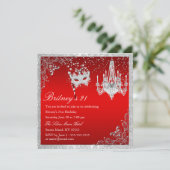赤エレガントと銀の仮装21招待状 招待状 (スタンド正面)