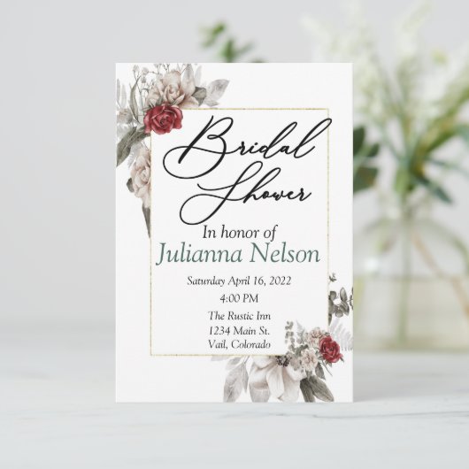 赤エレガントと霧が侵入する水色フローラ 招待状 (スタンド正面)